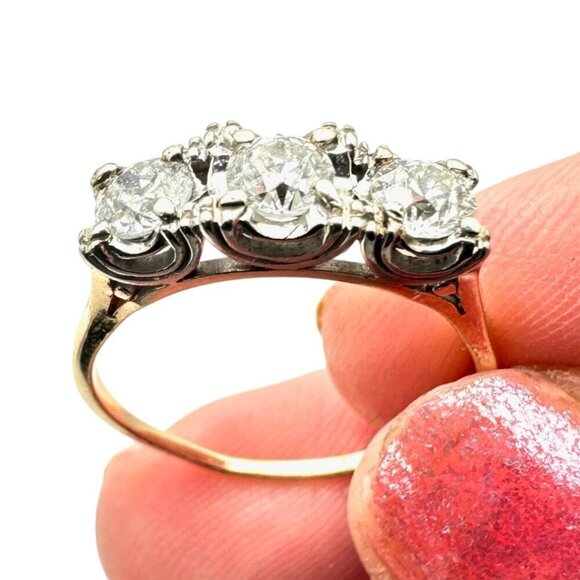 Womens Ring 14K Yellow Gold Diamond Vintage Wedding Anniversary 1 + ctw Size 9.5 - Picture 2 of 7